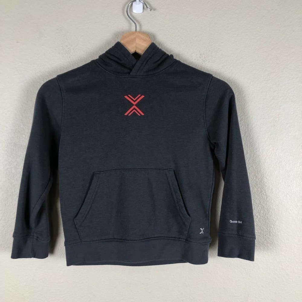 Xersion Hoodie Sweater Boys X Small Gray Red Logo Pullover Pocket
